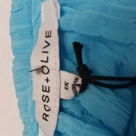 Rose & Olive size 1X women's sky blue semi sheer elbow-lenght sleeves blouse. - Picture 10 of 16